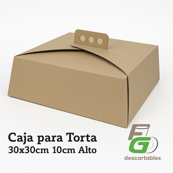 Caja Torta con manija 30x30 - 10cm Alto Microcorrugado