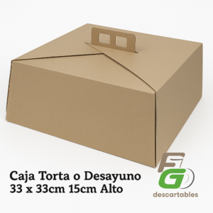 Caja Torta o Desayuno con manija 33x33 - 15cm Alto Micro-corrugado