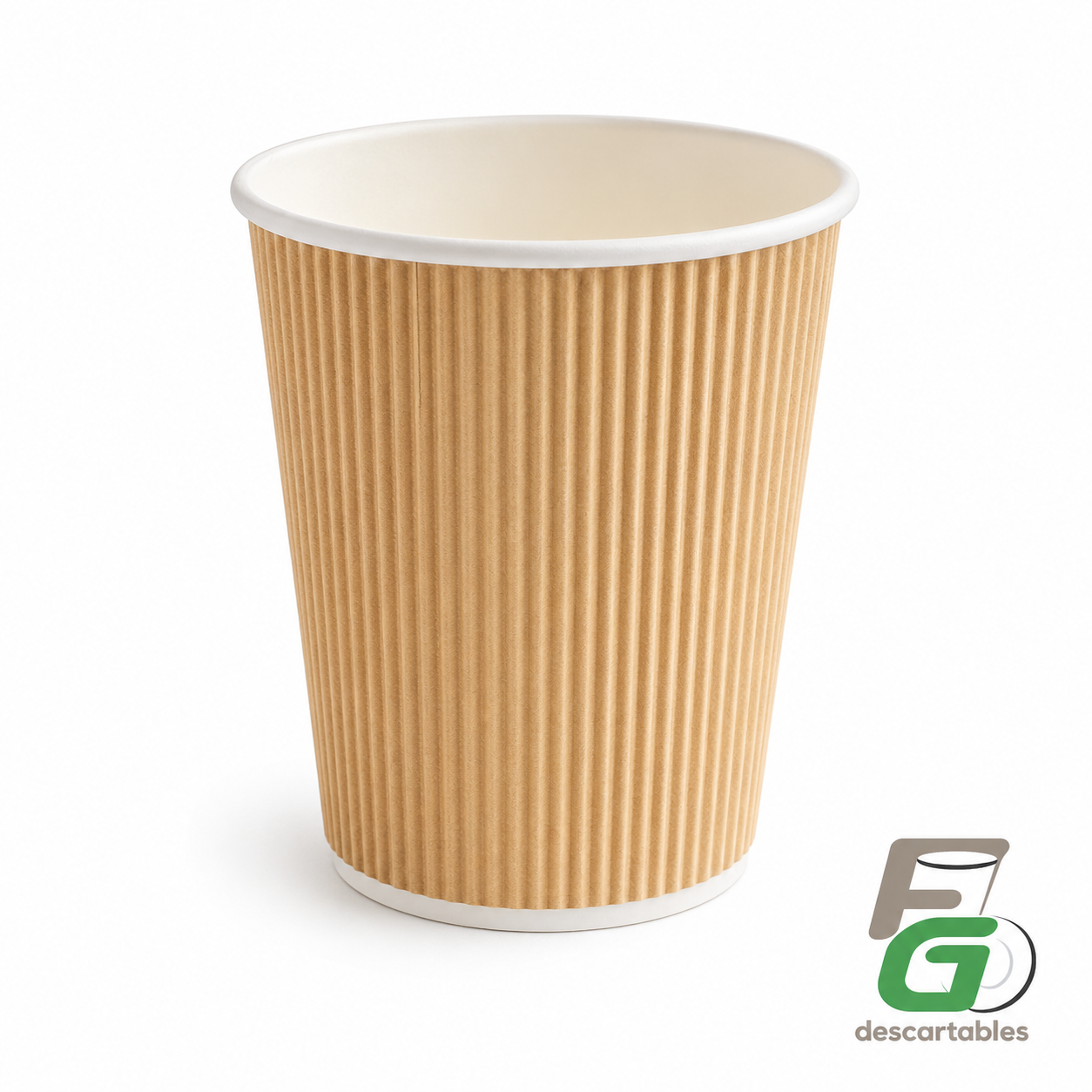 Vaso Polipapel RIPPLE 12oz KRAFT paq 25u