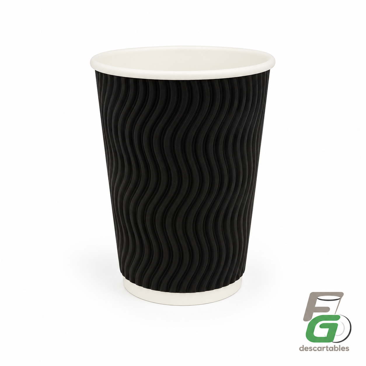 Vaso Polipapel RIPPLE 12oz NEGRO paq 25u