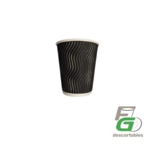 Vaso Polipapel RIPPLE 8oz NEGRO paq 25u