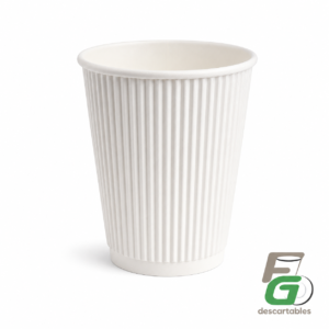 Vaso Polipapel RIPPLE 8oz BLANCO paq 25u